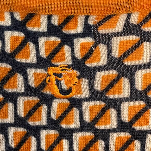 Spartina Fair and Square Cardigan Womens XS Merino Wool Navy & Orange Button - Picture 6 of 8